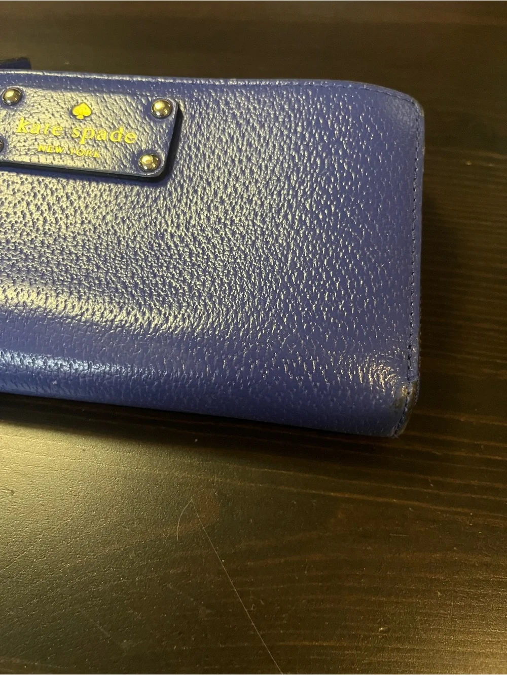 EUC Kate Spade Wellesley Layton Cobalt Blue Leather Wristlet Wallet